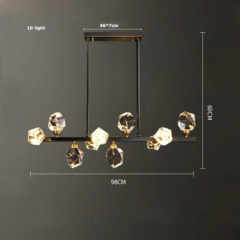 Afralia™ Black Crystal Copper LED Chandelier for Dining Room - Art Deco Hanging Lamp