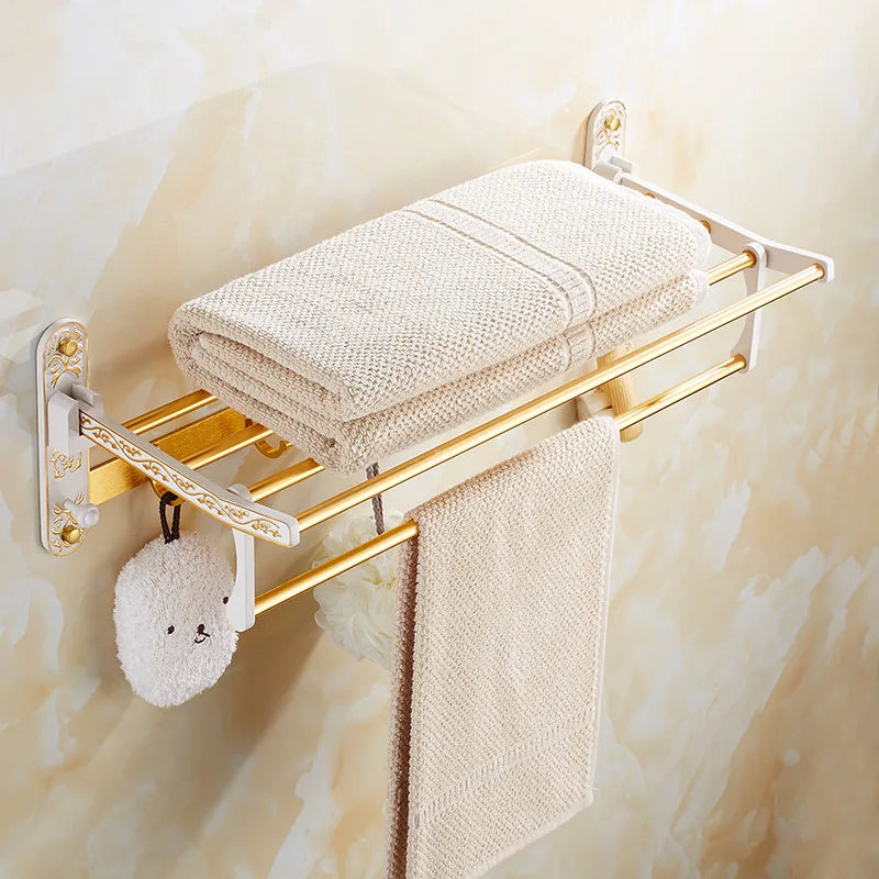 Afralia™ Bath Hardware Set: Shelf, Towel Rack, Holder, Brush Holder, Towel Hanger, Hooks