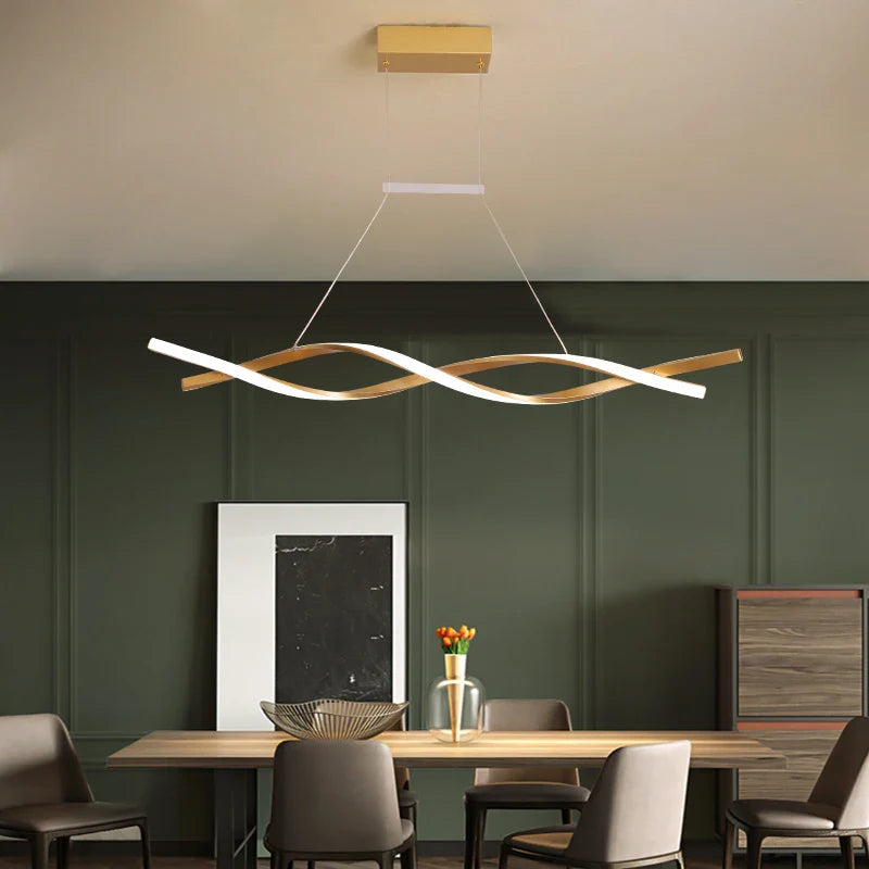 Afralia™ Modern Aluminum Pendant Chandelier in Black/Gold/White for Office Dining Room Decor