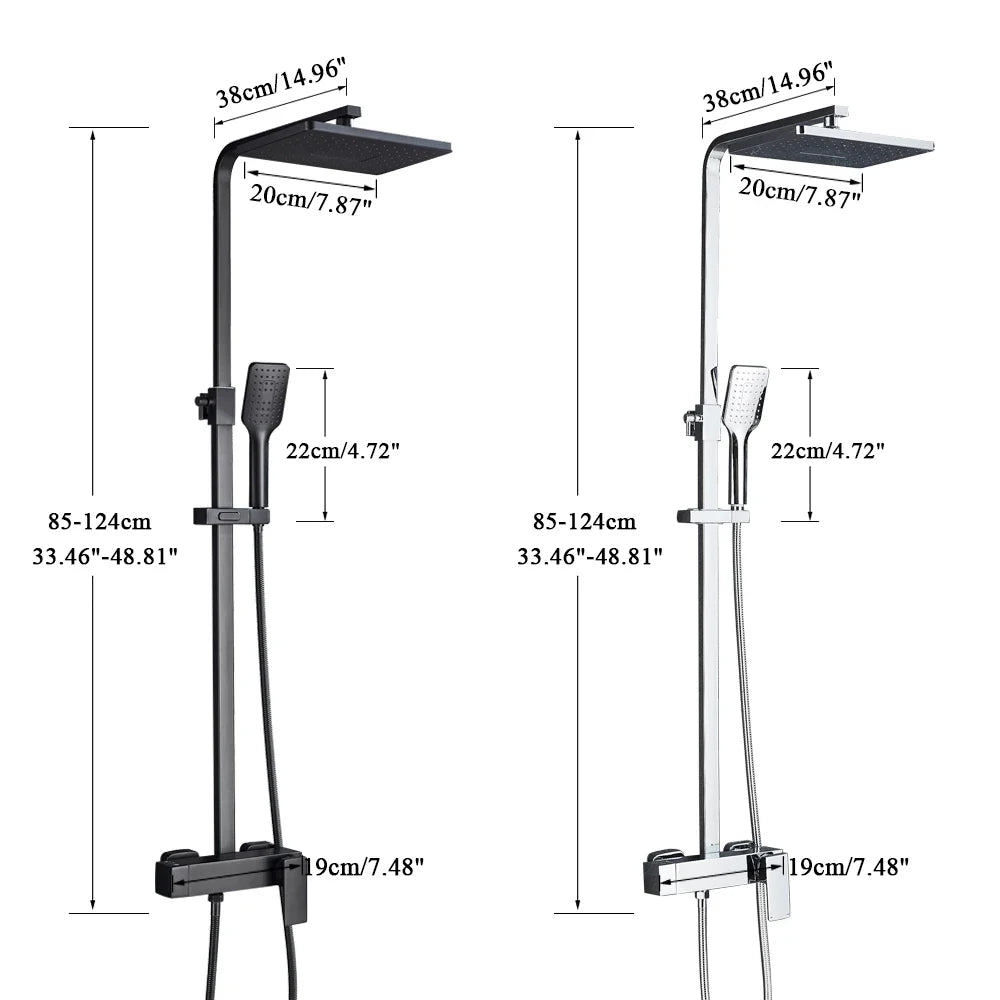 Afralia™ Matte Black Shower Faucet Set with Rotating Watering Can and Handshower