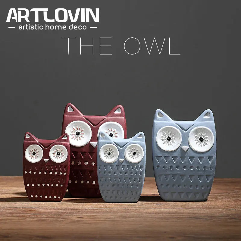 Afralia™ Ceramic Owl Home Decor Figurines: Christmas TV Cabinet Miniatures & Chinese Porcelain Crafts