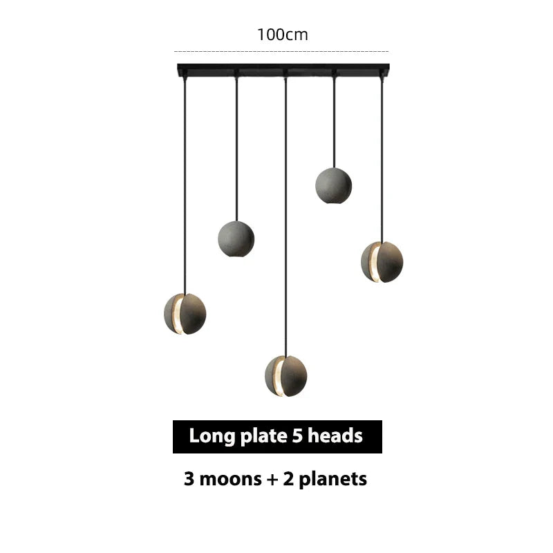 Afralia™ Cement Pendant Light | Nordic Design Moon Planet Hanging Lamp for Dining Room