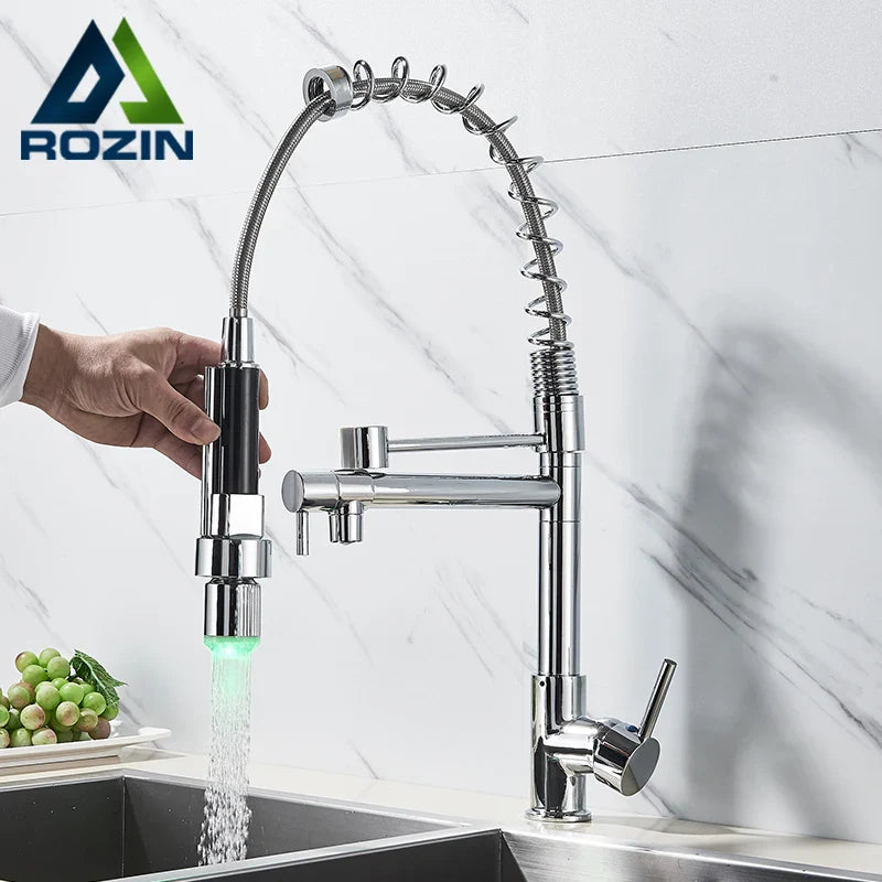 Afralia™ LED Chrome Kitchen Faucet with Color Changing Mixer Spout