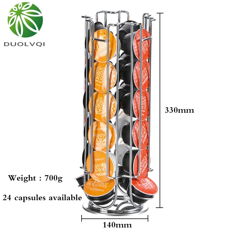 Afralia™ Chrome Plated Dolce Gusto Coffee Pods Holder for 24 Capsules