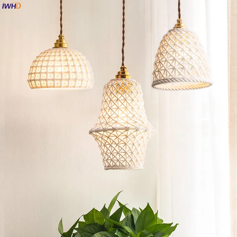 Nordic Ceramic Pendant Lamp for Bedroom Living Room by Afralia™