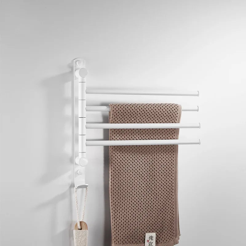 Afralia™ Brushed Gold Swivel Towel Hanger Total Brass Wall Mounted Bathroom Towel Bar