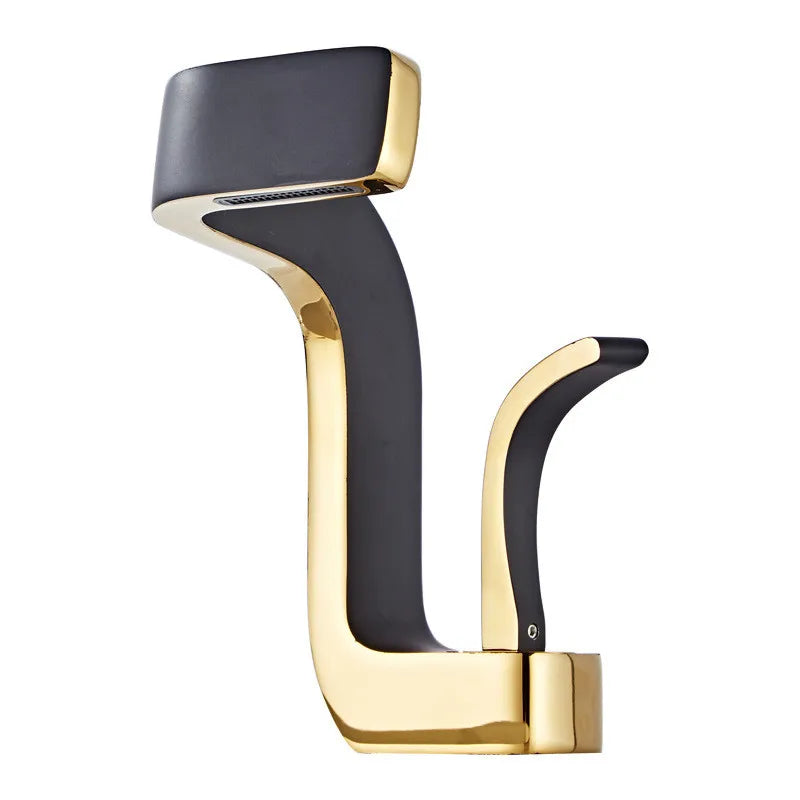 Afralia™ Modern Black Gold Basin Faucet - Brass Bathroom Mixer, Hot & Cold Elegant Crane