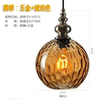 Afralia™ Nordic Water Grain Glass Pendant Lights for Living Room, Kitchen, Restaurant, Bar - Retro Simple Hanging Lamps