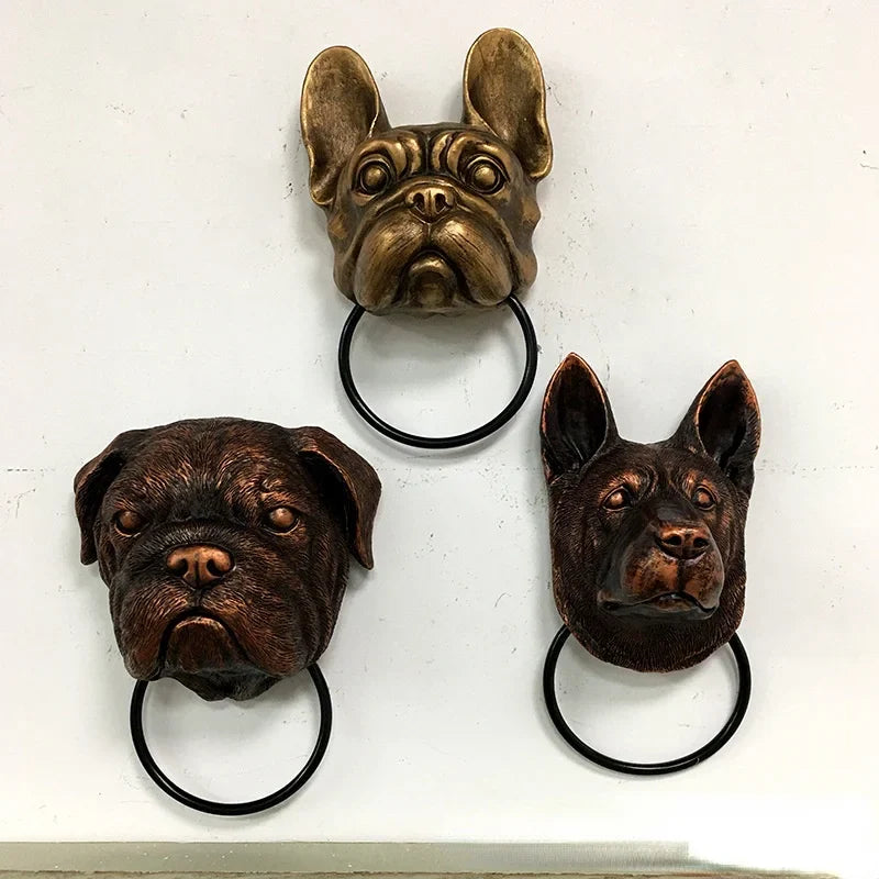 Afralia™ Dog Head Door Knocker Pendant Resin Wall Decoration, Courtyard Crafts