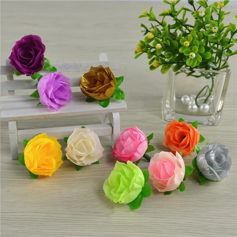 Afralia™ Rose Flower Head: Set of 10 Handmade DIY Wholesale Artificial Flowers.