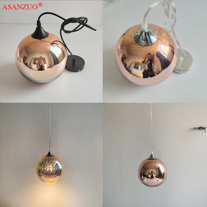 Afralia™ Fireworks Glass Ball Pendant Light for Bar Dining Kitchen