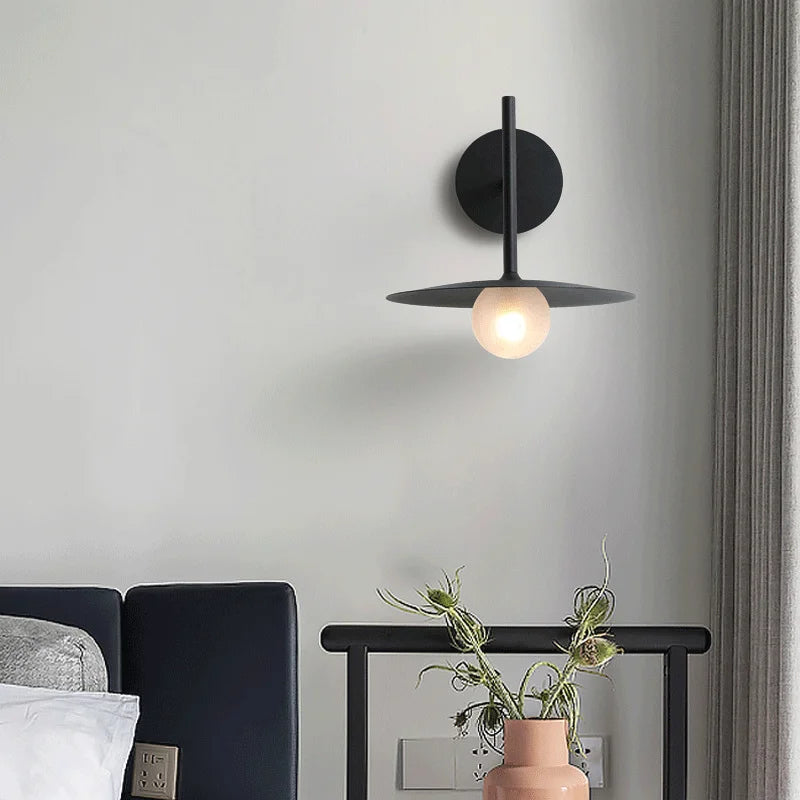 Afralia™ Nordic Modern Saucer Wall Lamp for Staircase, Aisle, Bedroom, Bedside Sconces