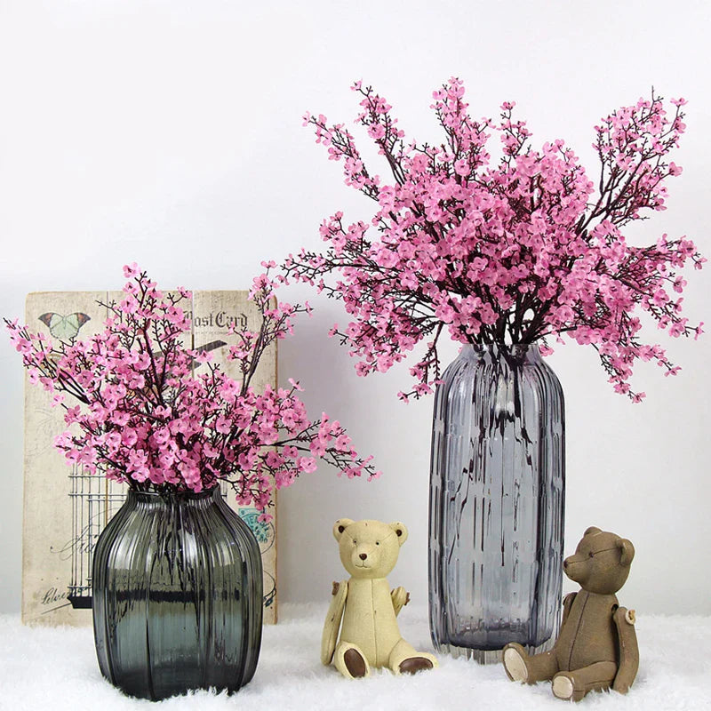 Afralia™ Cherry Blossoms Baby's Breath Gypsophila Faux Flowers for DIY Wedding Home Decor