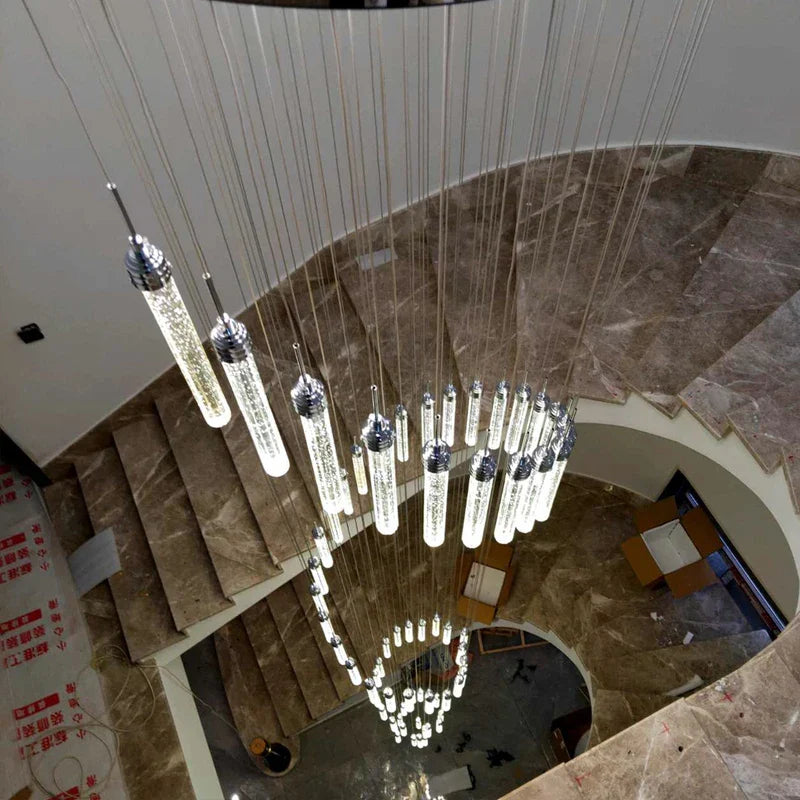 Afralia™ Golden LED Crystal Chandelier for Living Room Staircase