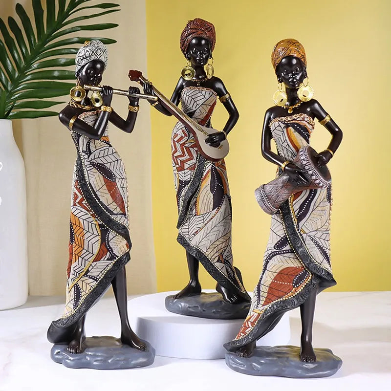 Afralia™ Resin African Women Statue: Modern Art Figure for Home & Office Decor