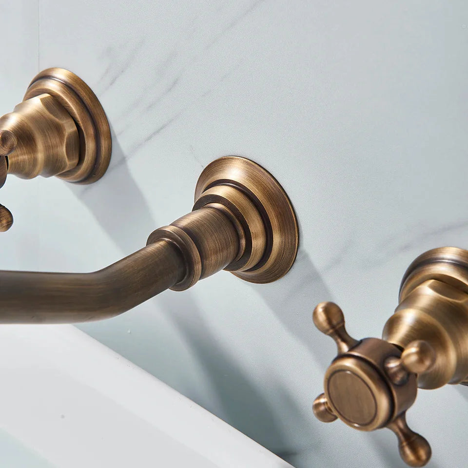 Afralia™ Black Basin Faucet: Wall Mounted Hot/Cold Water Mixer for Bathroom Sink