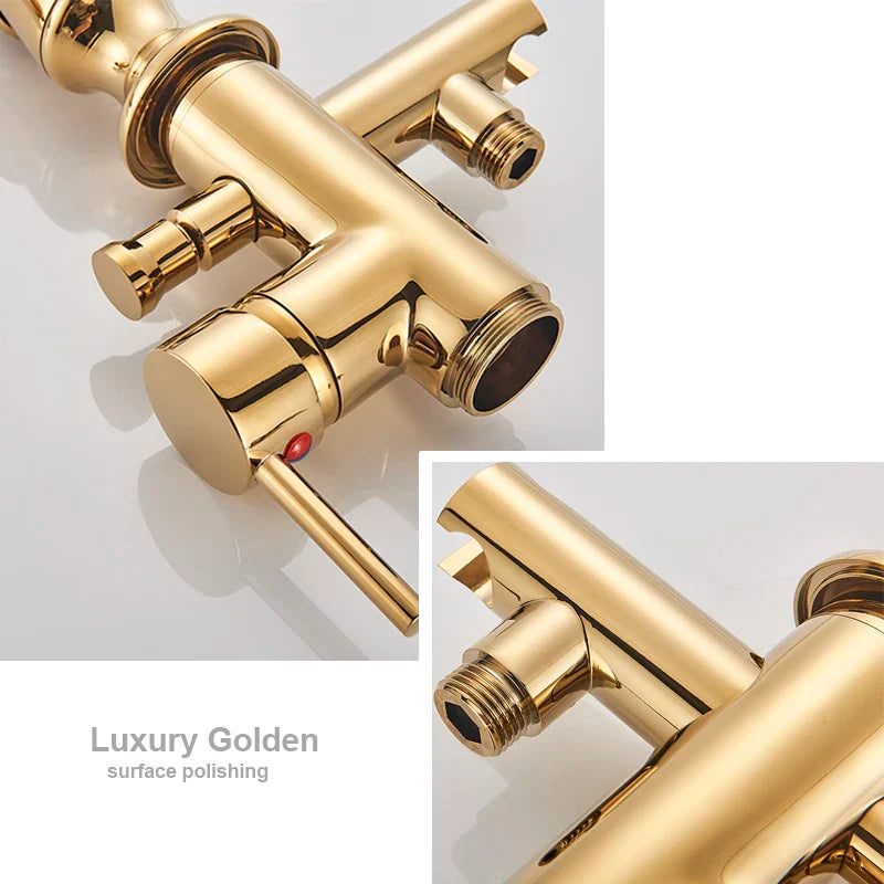 Afralia™ Gold Swan Freestanding Bathtub Faucet with Handshower