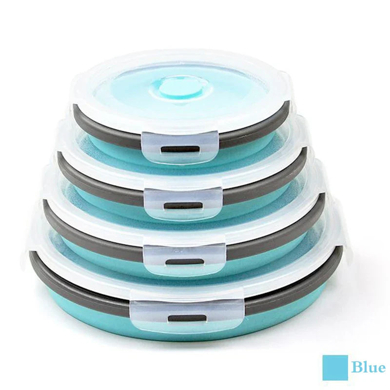 Afralia™ Silicone Round Lunch Box for Colorful Fruit Salad Storage - Foldable & Convenient