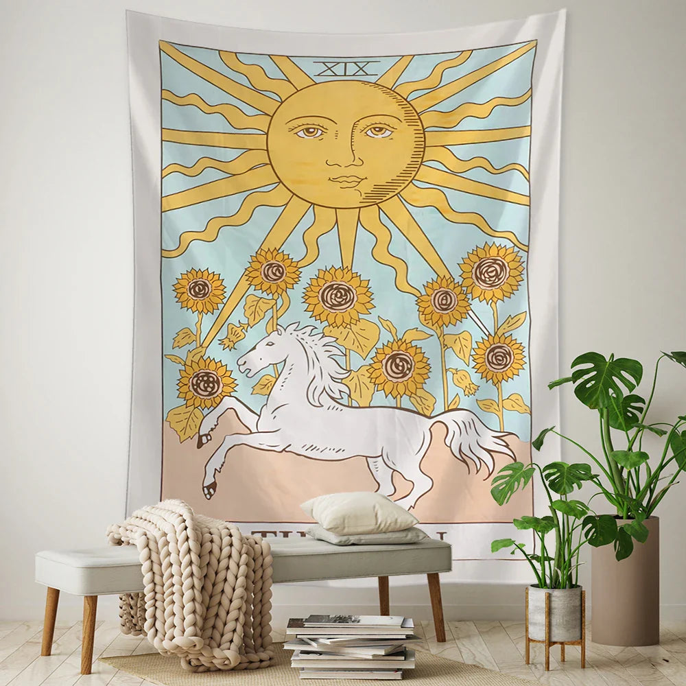 Rainbow Girl Tarot Card Tapestry Wall Hanging Room Decor Afralia™