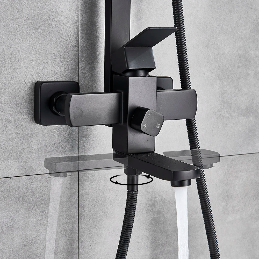 Afralia™ Shower Faucet Set with Rainfall Head, Wall Mounted Mixer System