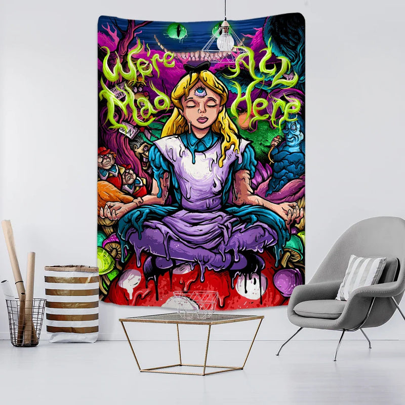 Afralia™ Anime Girl Tapestry Wall Hanging for Magic Science Fiction Bohemian Decor