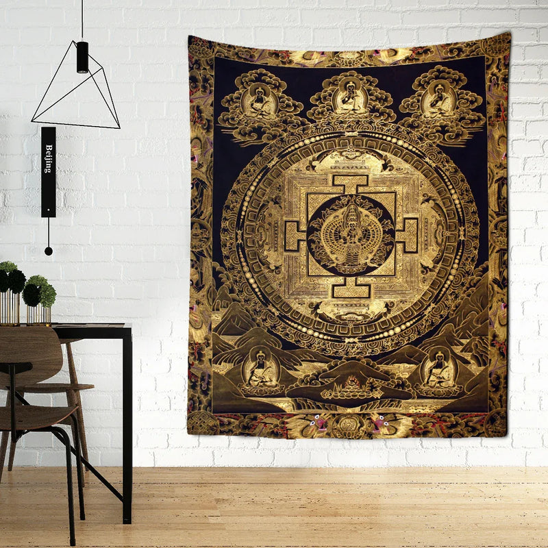 Dragon Totem Tarot Tapestry Wall Hanging Mandala Witchcraft Boho Hippie Bed Sheet Afralia™ Tarot Tapestry