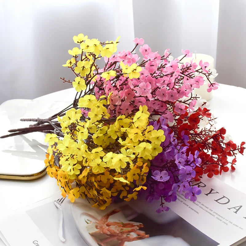 Afralia™ Silk Peach Blossom Gypsophila Bouquet Bonsai Wedding Decoration