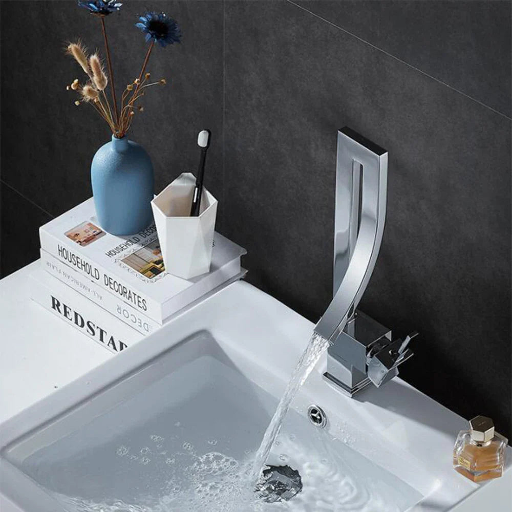 Afralia™ Chrome Square Basin Faucet Single Handle 360 Rotation Mixer Tap