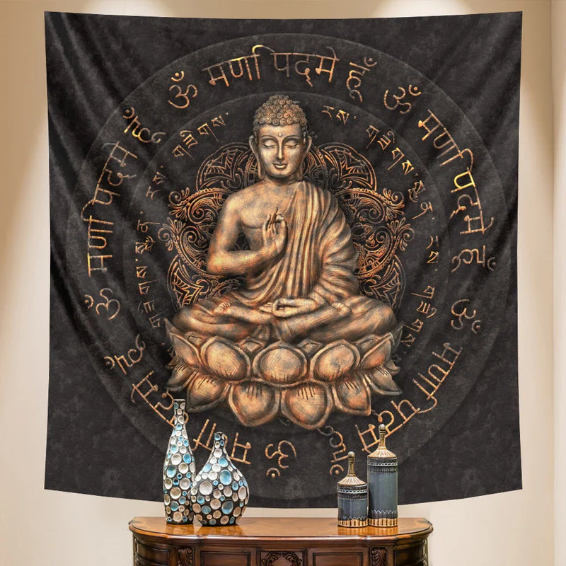 Afralia™ Indian Buddha Psychedelic Mandala Tapestry - Hippie Bohemian Home Decor