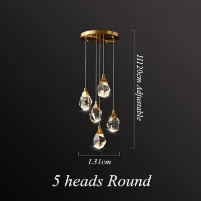 Afralia™ Diamond Crystal LED Chandelier, Brass Ceiling Pendant Light for Dining Room