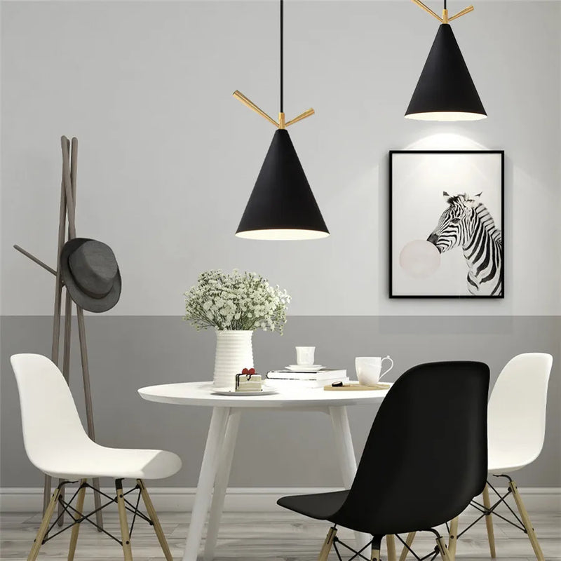 Afralia™ Nordic Modern Black Aluminum Pendant Chandelier for Bedroom Kitchen Decor