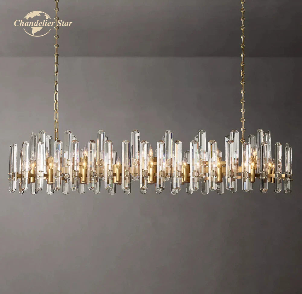 Afralia™ LED Crystal Chandelier: Bonnington Linear Pendant Light & Lustre Hanging Lighting