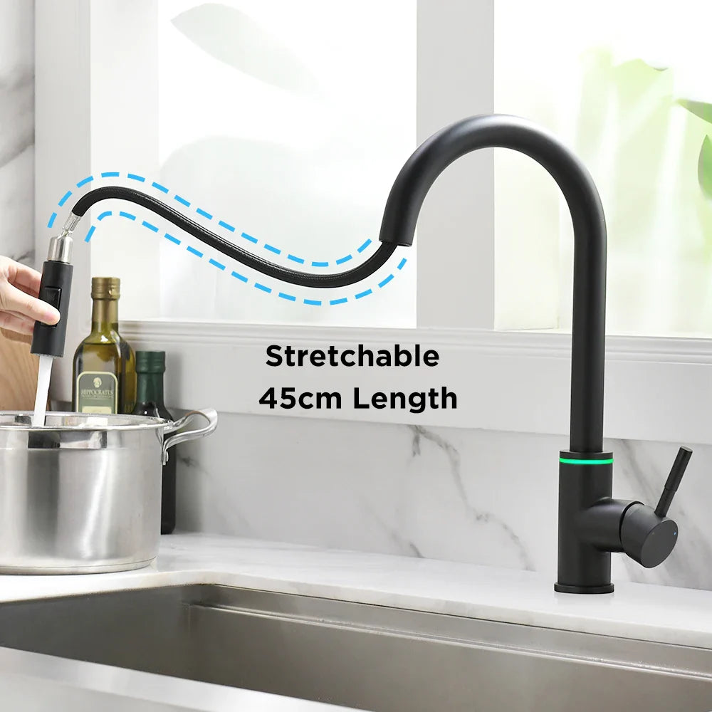 Afralia™ LED Single Hole Kitchen Faucet with Pull Out Spout and Stream Sprayer