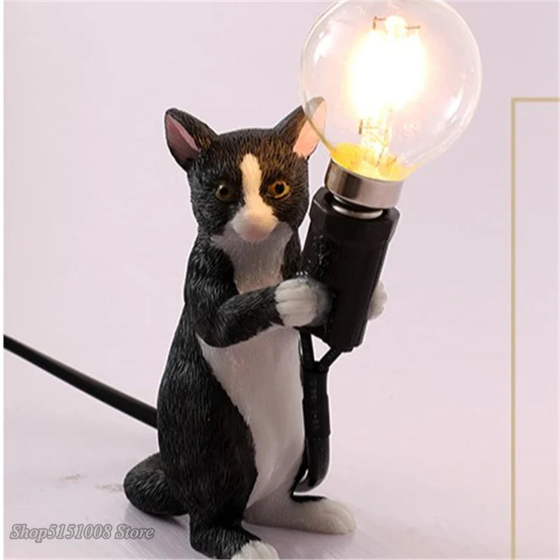 Afralia™ Cat Resin Table Lamp for Children's Bedroom Decor