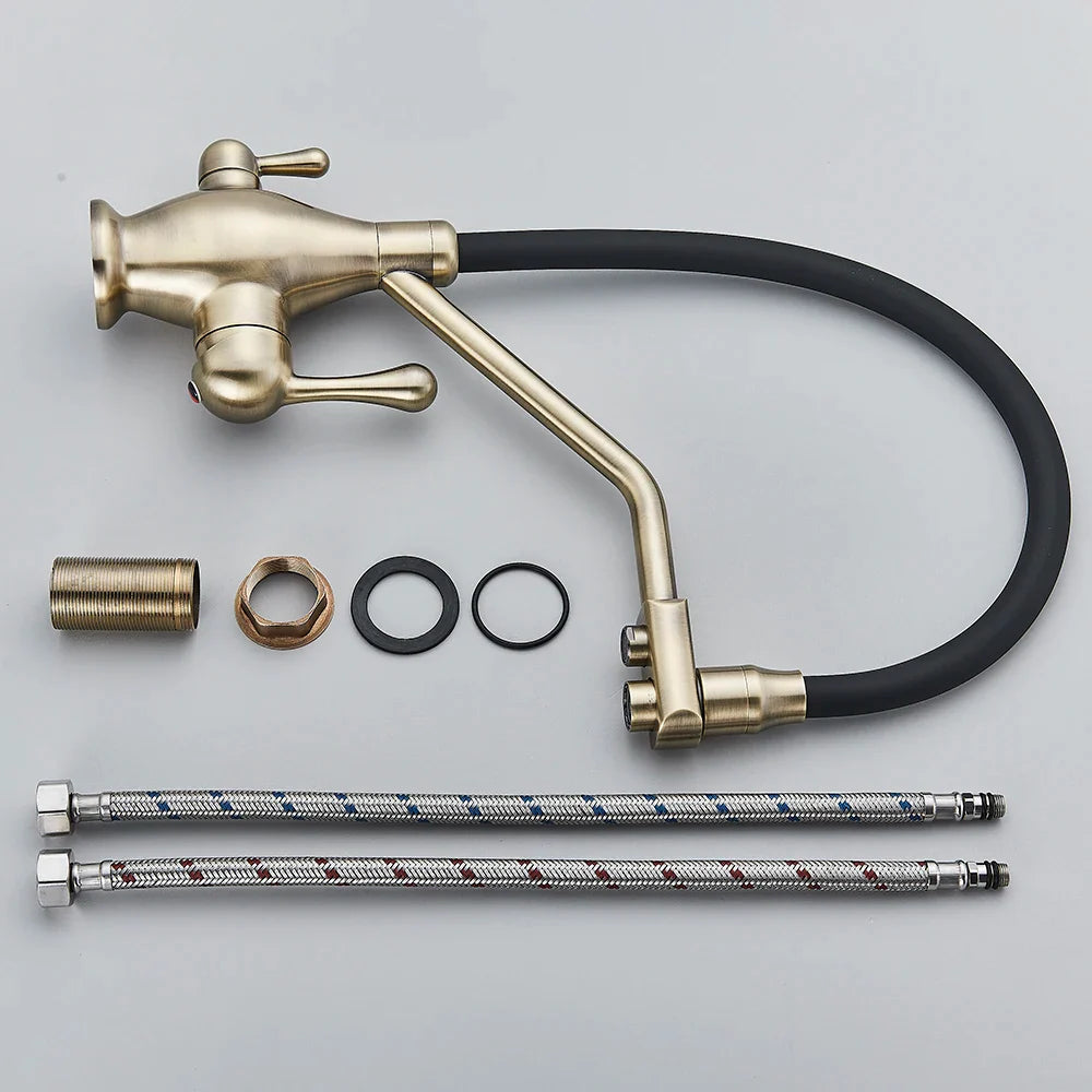 Afralia™ Gun Gray Kitchen Faucet Drinking Pure Water Tap Hot Cold Dual Handle