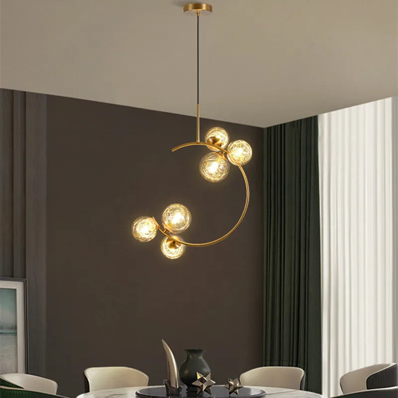 Afralia™ Gold Glass Ball Chandelier for Living Room Kitchen Bedroom - 220V 110V