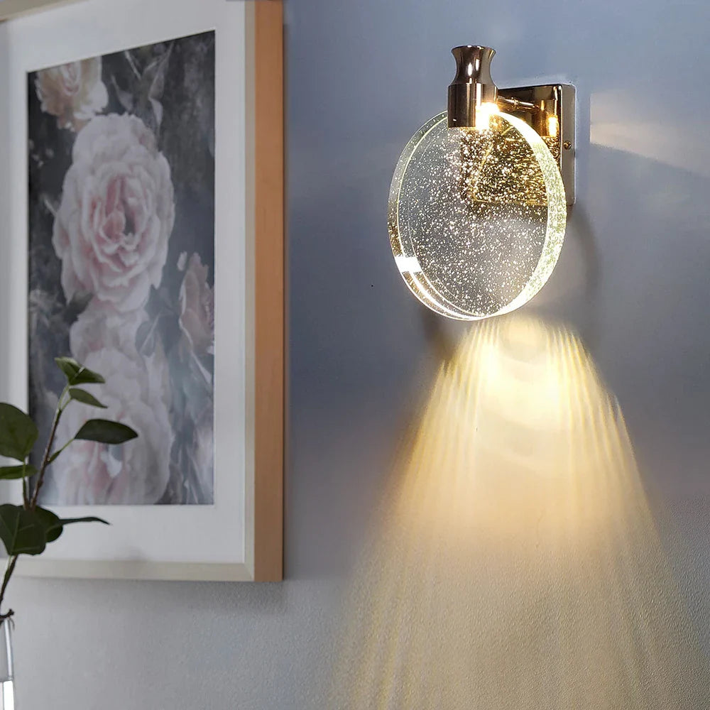 Afralia™ Crystal Wall Lamp: Modern Bedside Sconce for Bedroom, Living, Dining, Makeup