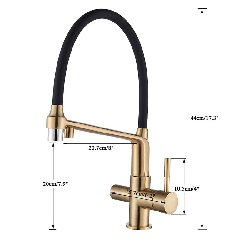 Afralia™ Brushed Gold Swivel Kitchen Faucet with Purification Function