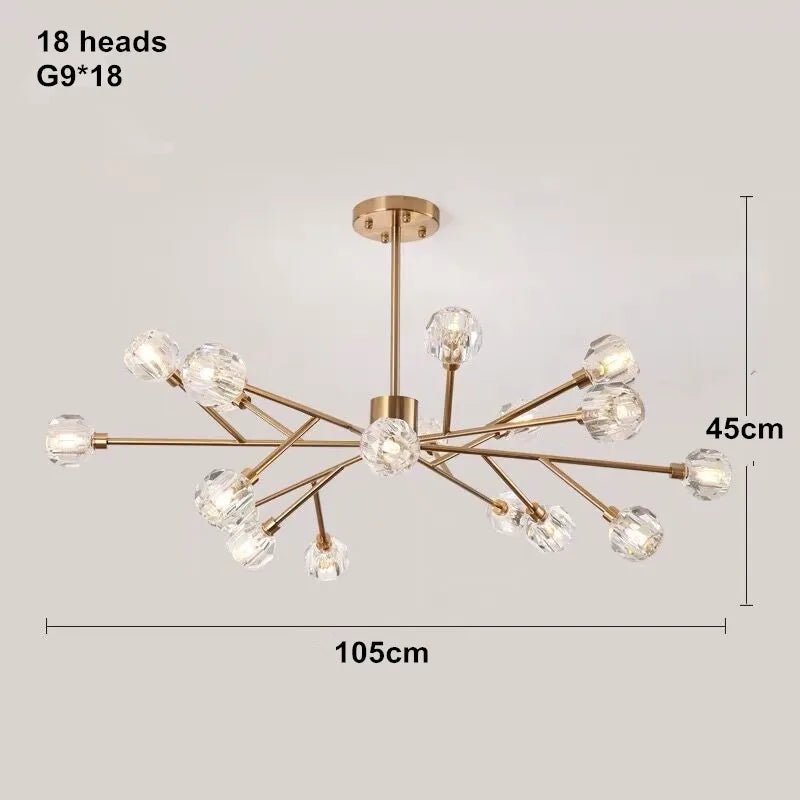 Afralia™ Crystal LED Chandelier: Modern Nordic Design Copper Ceiling Light Fixture