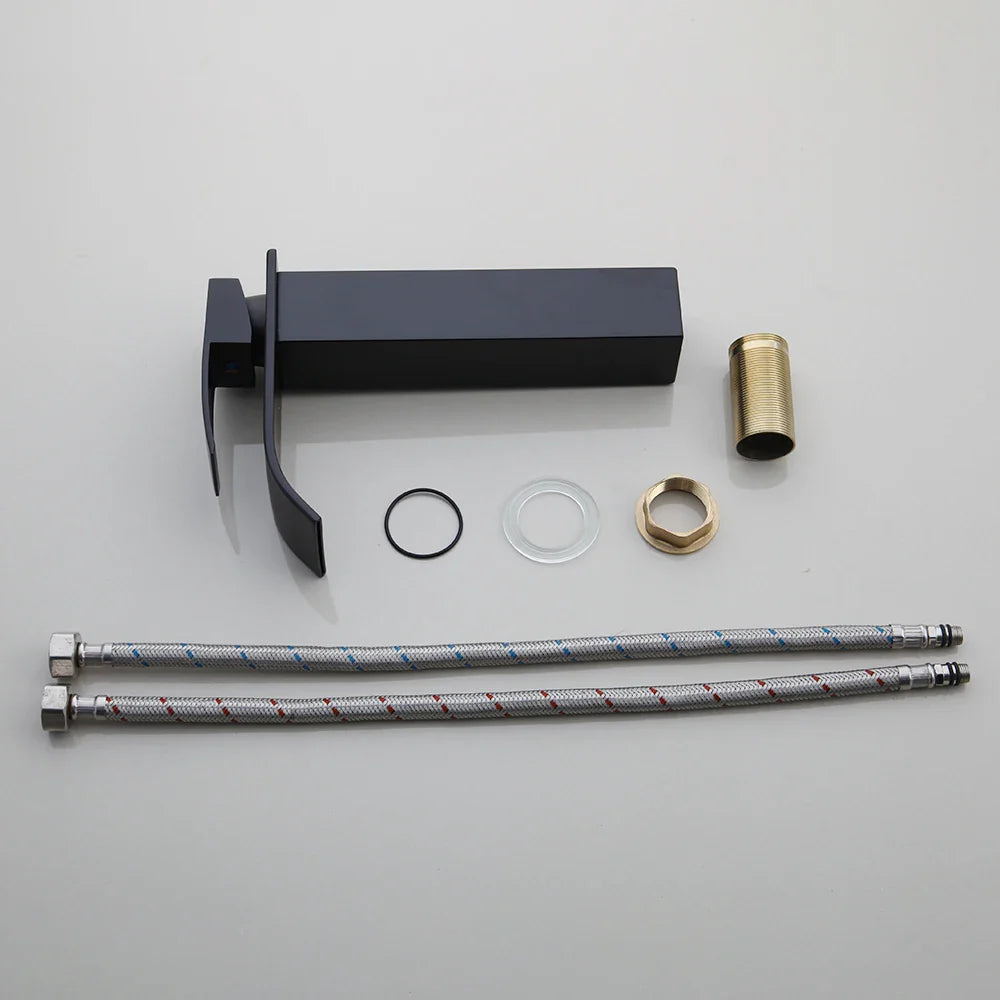 Afralia™ Blue Tempered Glass Waterfall Basin Tap Set