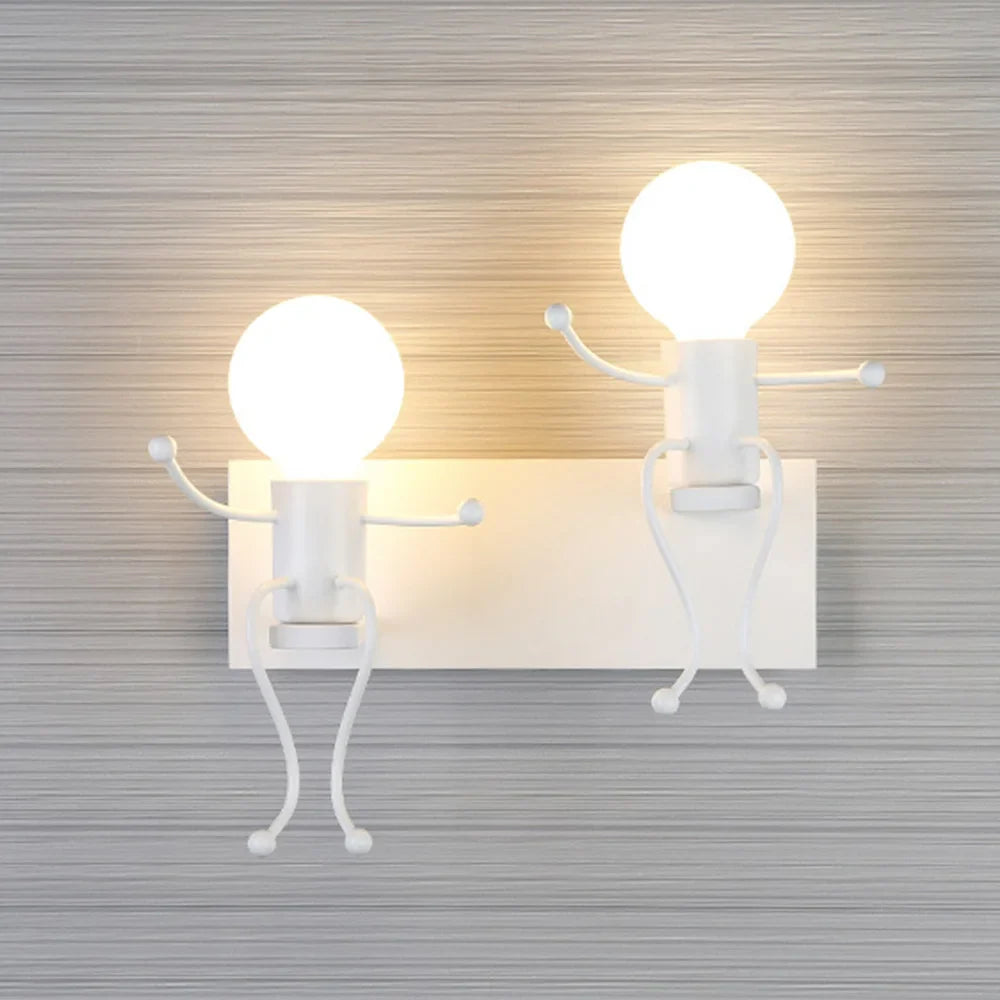 Afralia™ Little Iron Man Cartoon Wall Sconce for Kids Room, Bedroom, Kitchen - Modern Design