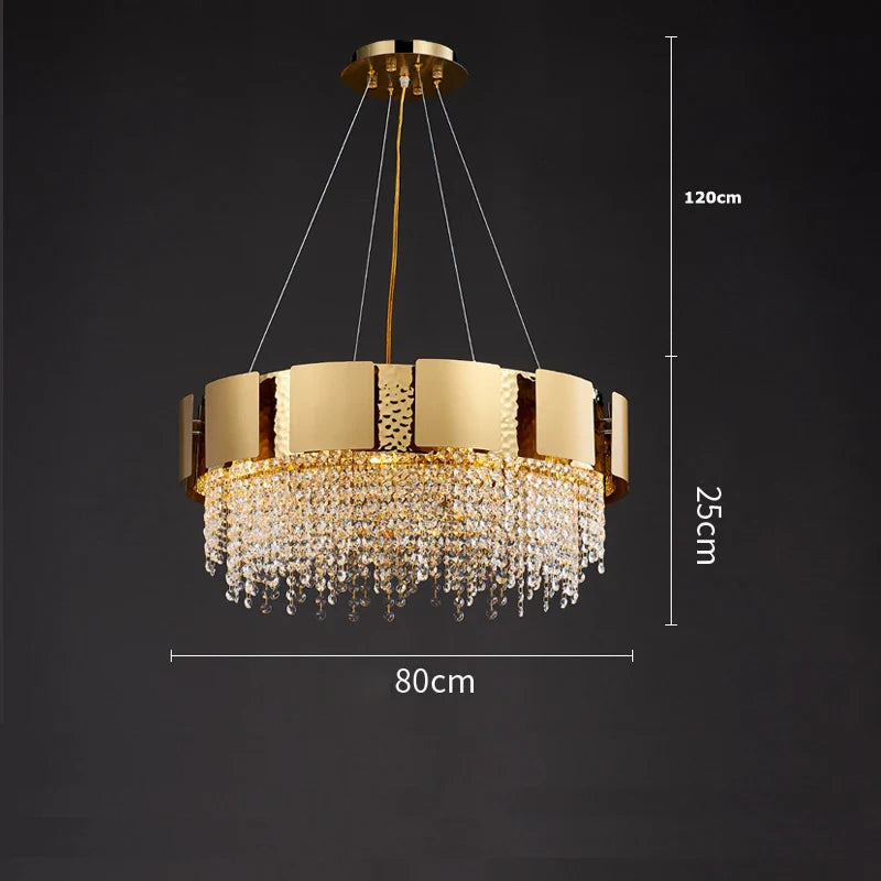 Afralia™ Postmodern Crystal Pendant Light - Golden Stainless Steel Suspension Lamp