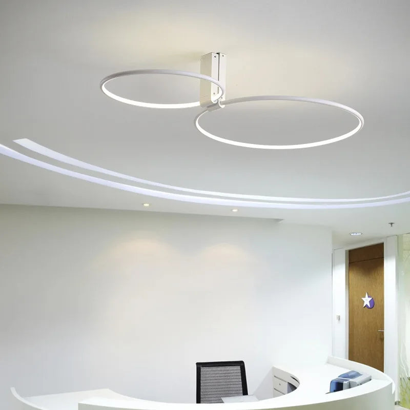 Afralia™ LED Round Ceiling Lamp Scandinavian Design White Black Gold Metal Aluminum