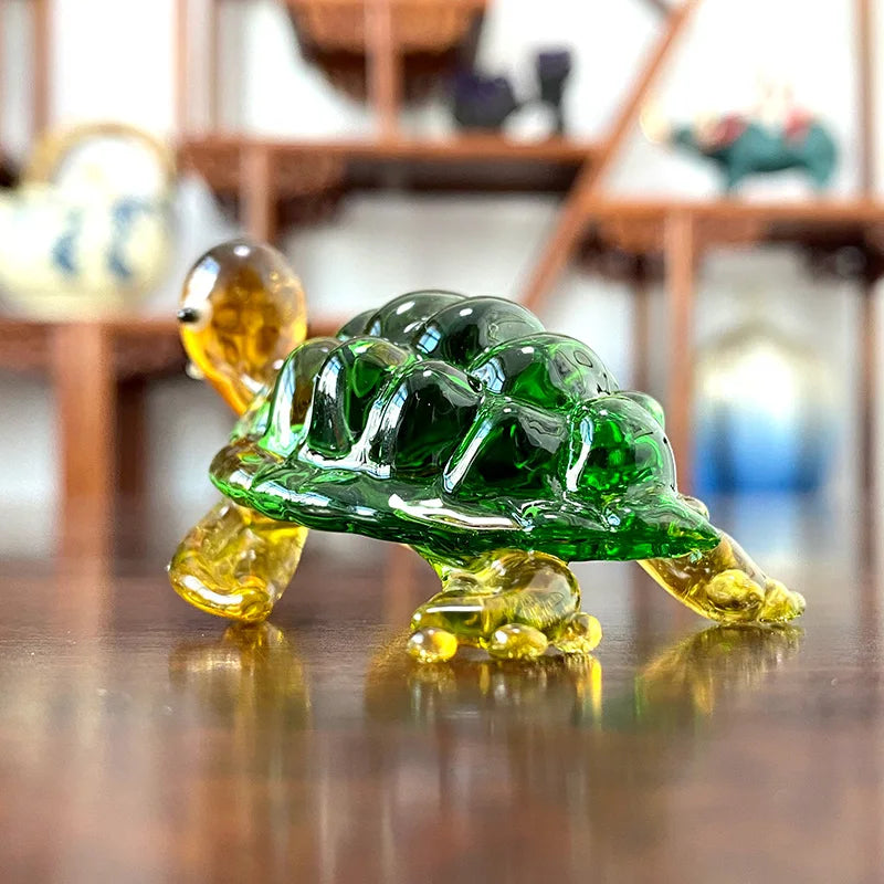 Afralia™ Sea Turtle Glass Figurine Handmade Crystal Miniatures Home Decor