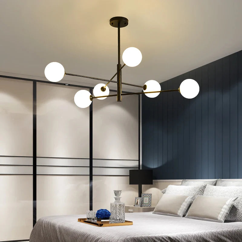 Afralia™ Black/Gold G9 LED Chandelier for Living Room Bedroom Modern Pendant Lighting