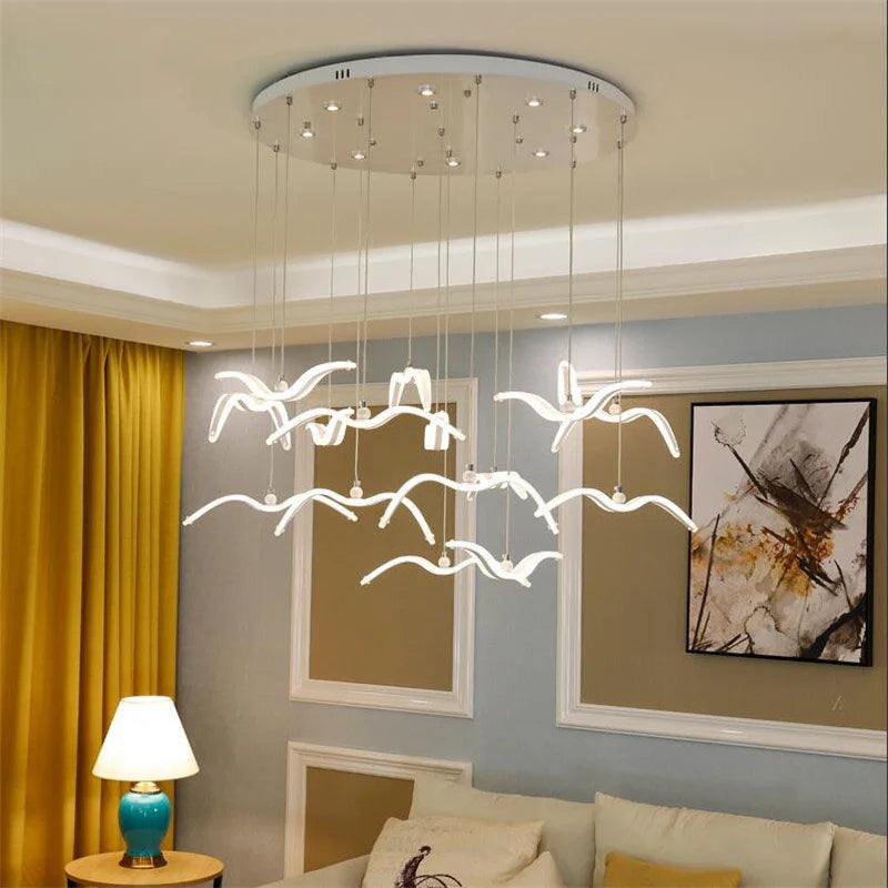 Afralia™ Seagull LED Pendant Light Modern Ceiling Lamp Nordic Chandelier Lumina