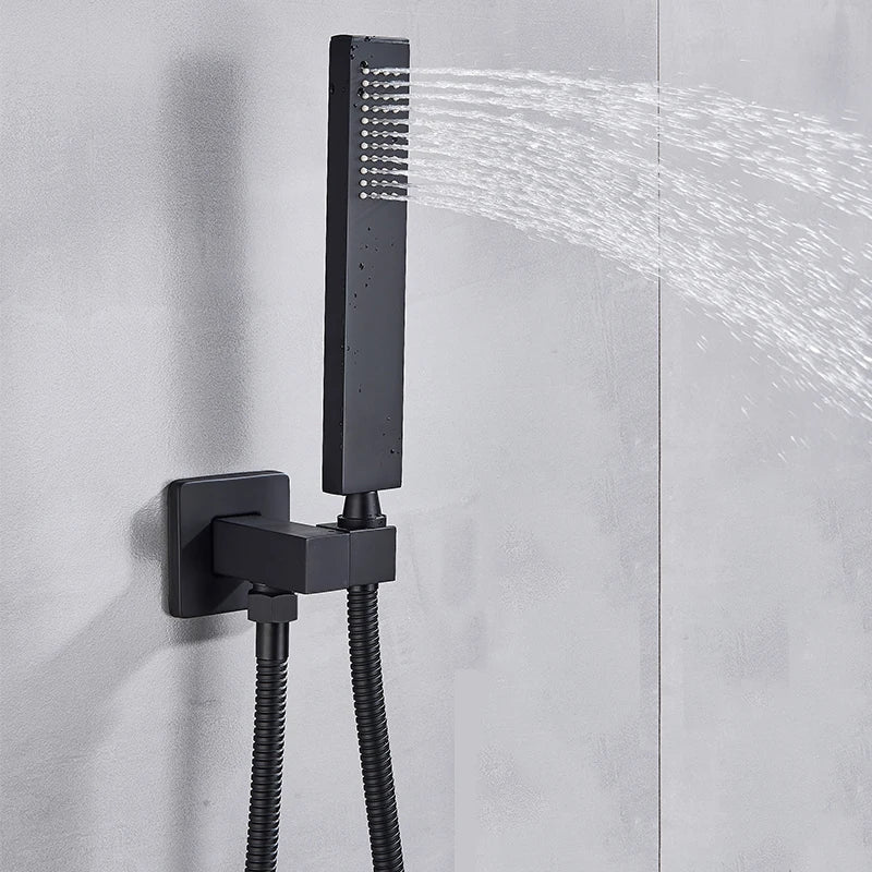 Afralia™ Black Bathroom Faucet: 2 Function Wall Mount Hot Cold Shower Bathtub Facuet.