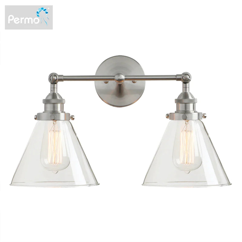 Afralia™ Funnel Glass Metal Wall Light Double Heads Sconce Lamp Fixtures