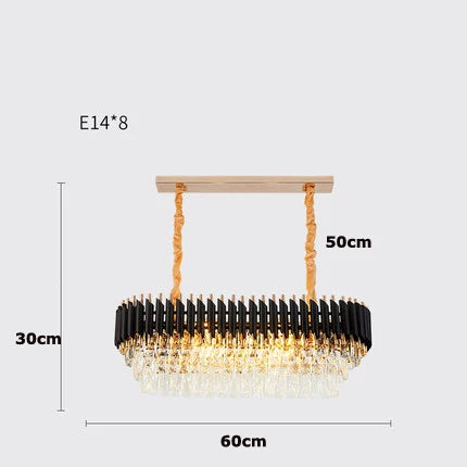 Afralia™ Crystal Black Clear LED Chandelier Lighting for Staircase Foyer