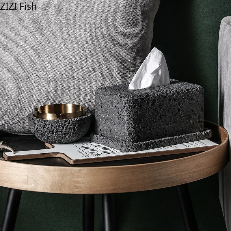 Afralia™ Cement Tissue Box Rack | Modern Kitchen & Restaurant Decor